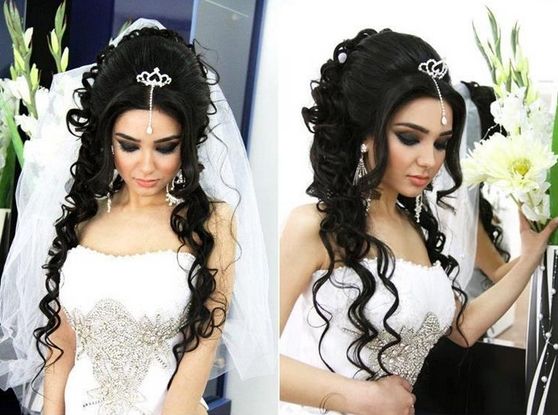 Весільні зачіски з діадемою: з чубком і без, на волосся різної довжини